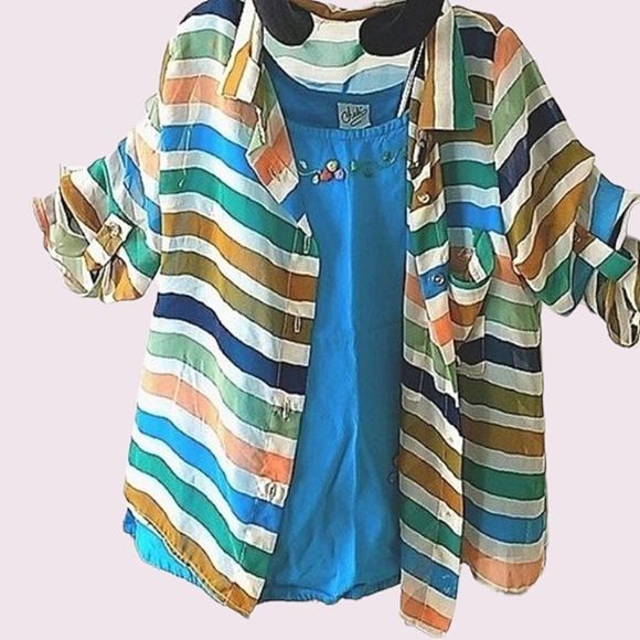 Foreign Exchange Striped Button-Down Long Sleeve Blouse size M - Picture 6 of 7